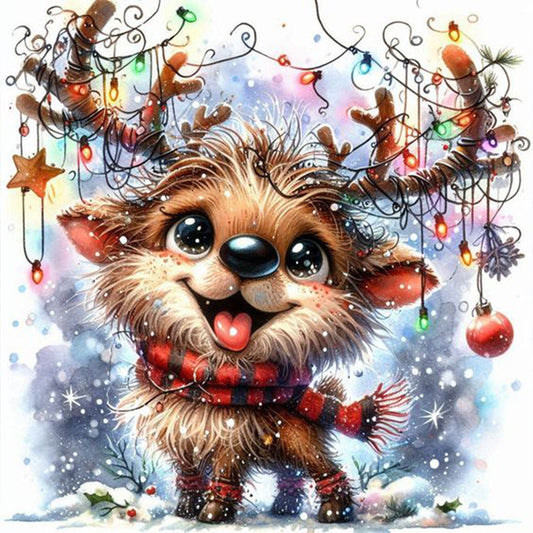Diamond Painting - Full Round - Christmas funny deer (30*30CM)