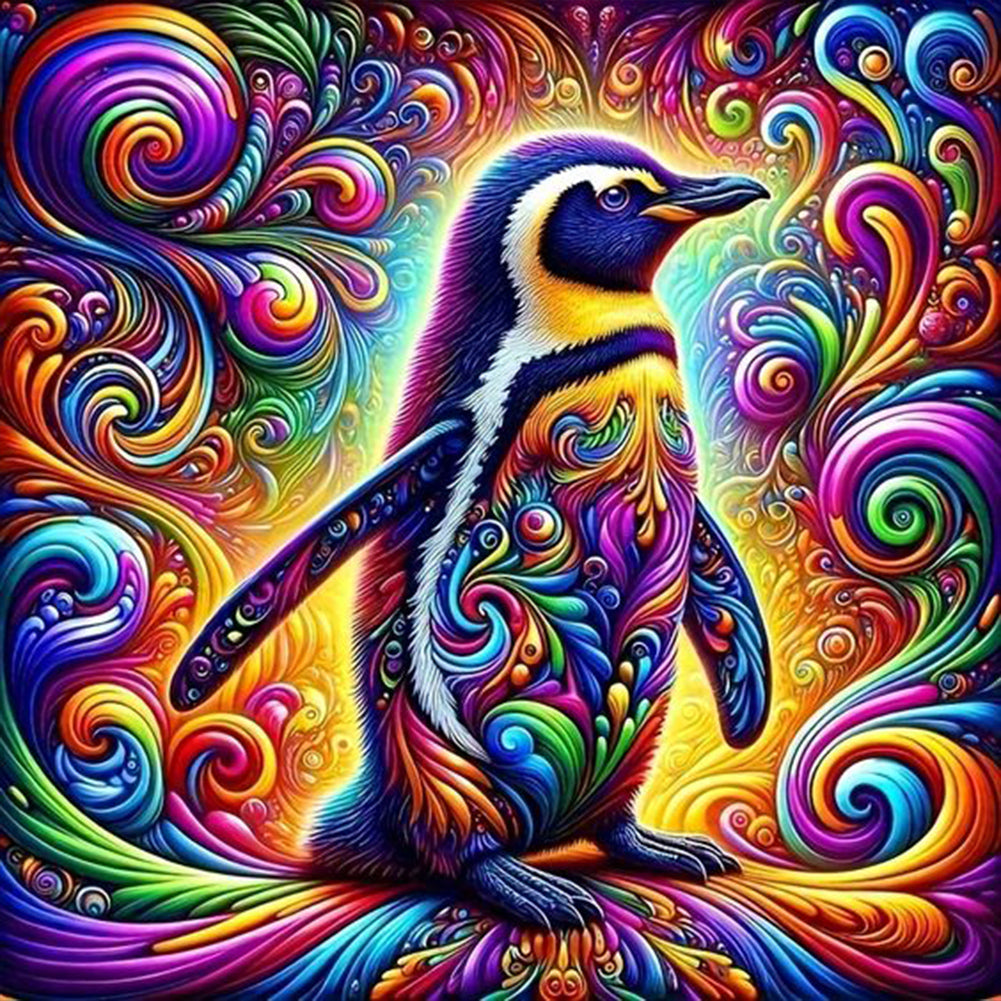Diamond Painting - Full Round - Colorful penguins (30*30CM)