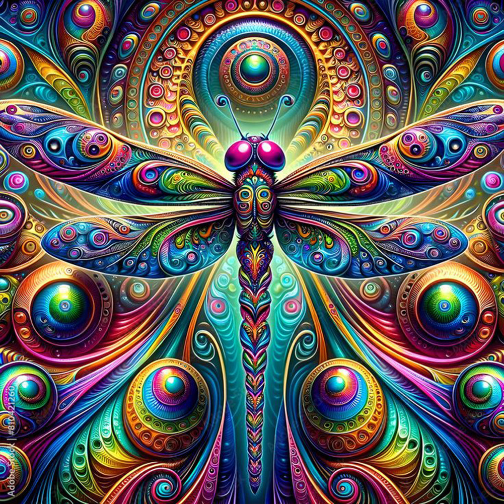 Diamond Painting - Full Round - Colorful dragonflies (30*30CM)