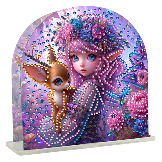 Elf Girl Acrylic DIY 5D Diamond Art Painting Napkin Holder Set Home Table Decor