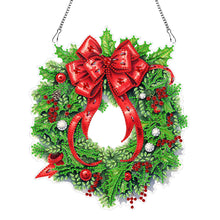 Load image into Gallery viewer, Christmas Wreath Diamond Art Hanging Pendant Acrylic Diamond Painting Home Decor
