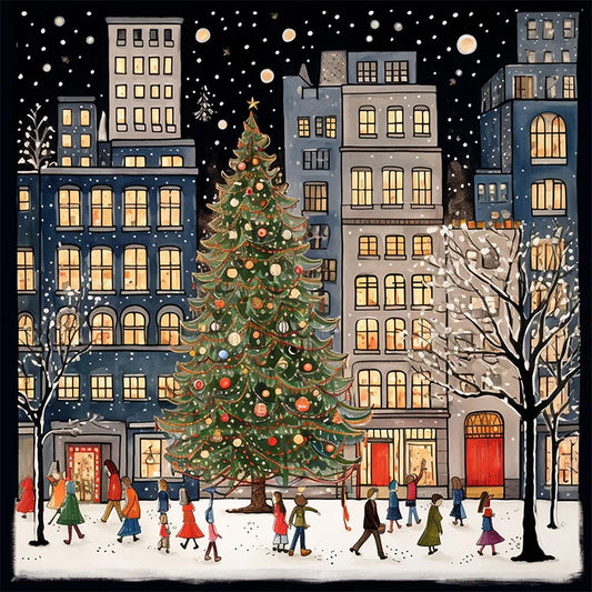 AB Diamond Painting - Full Round - Winter town (40*40CM)