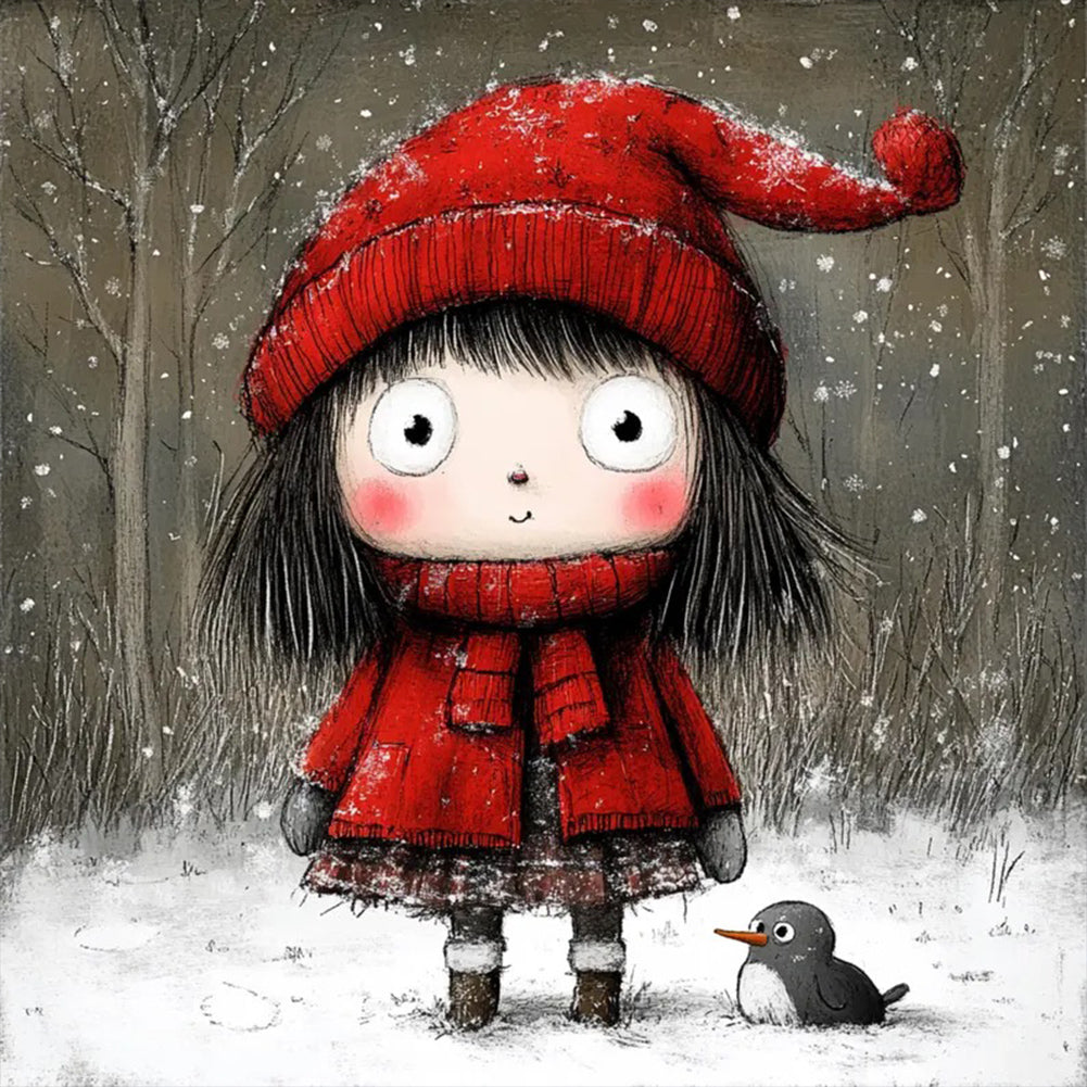 Diamond Painting - Full Round - Cartoon Little Red Riding Hood girl (40*40CM)