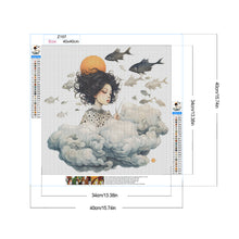 Load image into Gallery viewer, Diamond Painting - Full Round - Cartoon girl and cloud (40*40CM)
