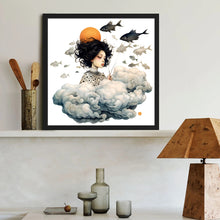 Load image into Gallery viewer, Diamond Painting - Full Round - Cartoon girl and cloud (40*40CM)
