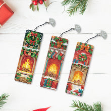 Load image into Gallery viewer, 3Pcs Special Shape Christmas Fireplace Diamond Painting Bookmark for Bookworms

