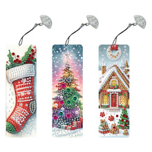 Load image into Gallery viewer, 3Pcs Special Shape Christmas Tree House Sock Diamond Painting Bookmark
