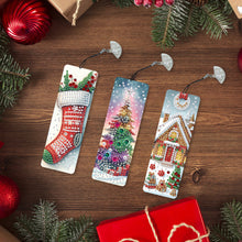 Load image into Gallery viewer, 3Pcs Special Shape Christmas Tree House Sock Diamond Painting Bookmark
