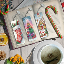 Load image into Gallery viewer, 3Pcs Special Shape Christmas Tree House Sock Diamond Painting Bookmark
