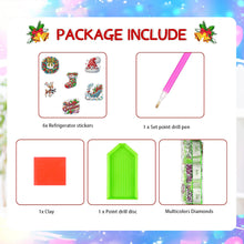 Load image into Gallery viewer, 6Pcs Acrylic Merry Christmas Fridge Stickers Diamond Art Magnets Decals
