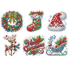 Load image into Gallery viewer, 6Pcs Acrylic Merry Christmas Fridge Stickers Diamond Art Magnets Decals
