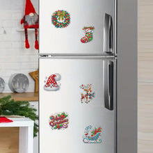 Load image into Gallery viewer, 6Pcs Acrylic Merry Christmas Fridge Stickers Diamond Art Magnets Decals
