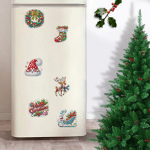 Load image into Gallery viewer, 6Pcs Acrylic Merry Christmas Fridge Stickers Diamond Art Magnets Decals
