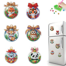Load image into Gallery viewer, 6Pcs Acrylic Christmas Animals Fridge Stickers Diamond Art Magnets Decals
