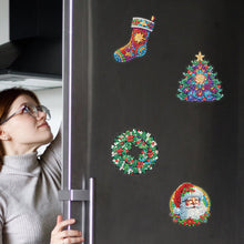 Load image into Gallery viewer, 6Pcs Acrylic Christmas Fridge Stickers Diamond Art Magnets Decals for Home Decor

