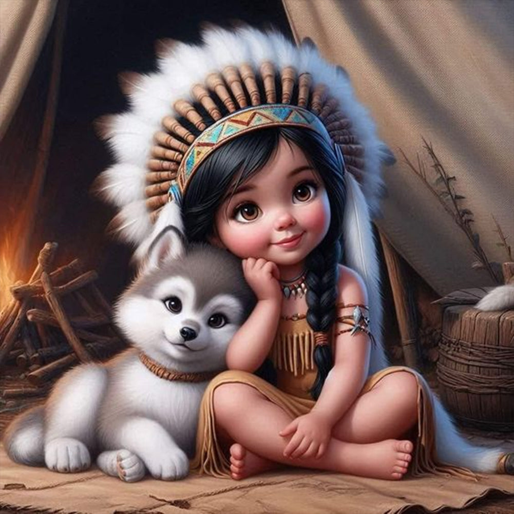 Diamond Painting - Full Round - Indian child (30*30CM)