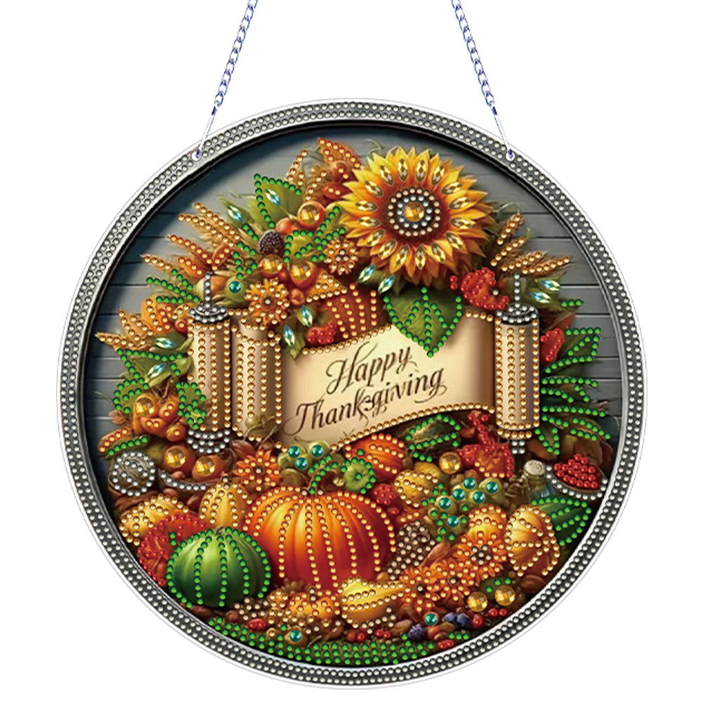 Acrylic Thanksgiving Diamond Painting Hanging Pendant for Garden Window Decor