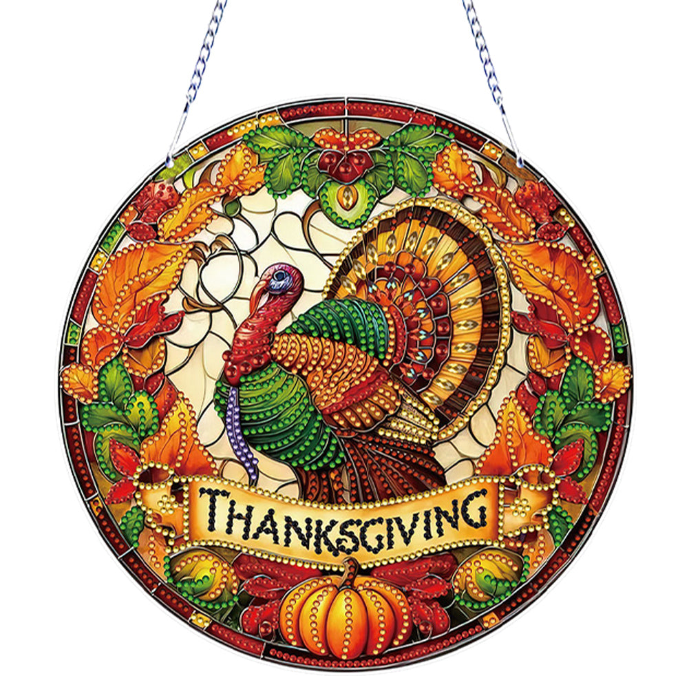 Acrylic Thanksgiving Diamond Painting Hanging Pendant for Garden Window Decor