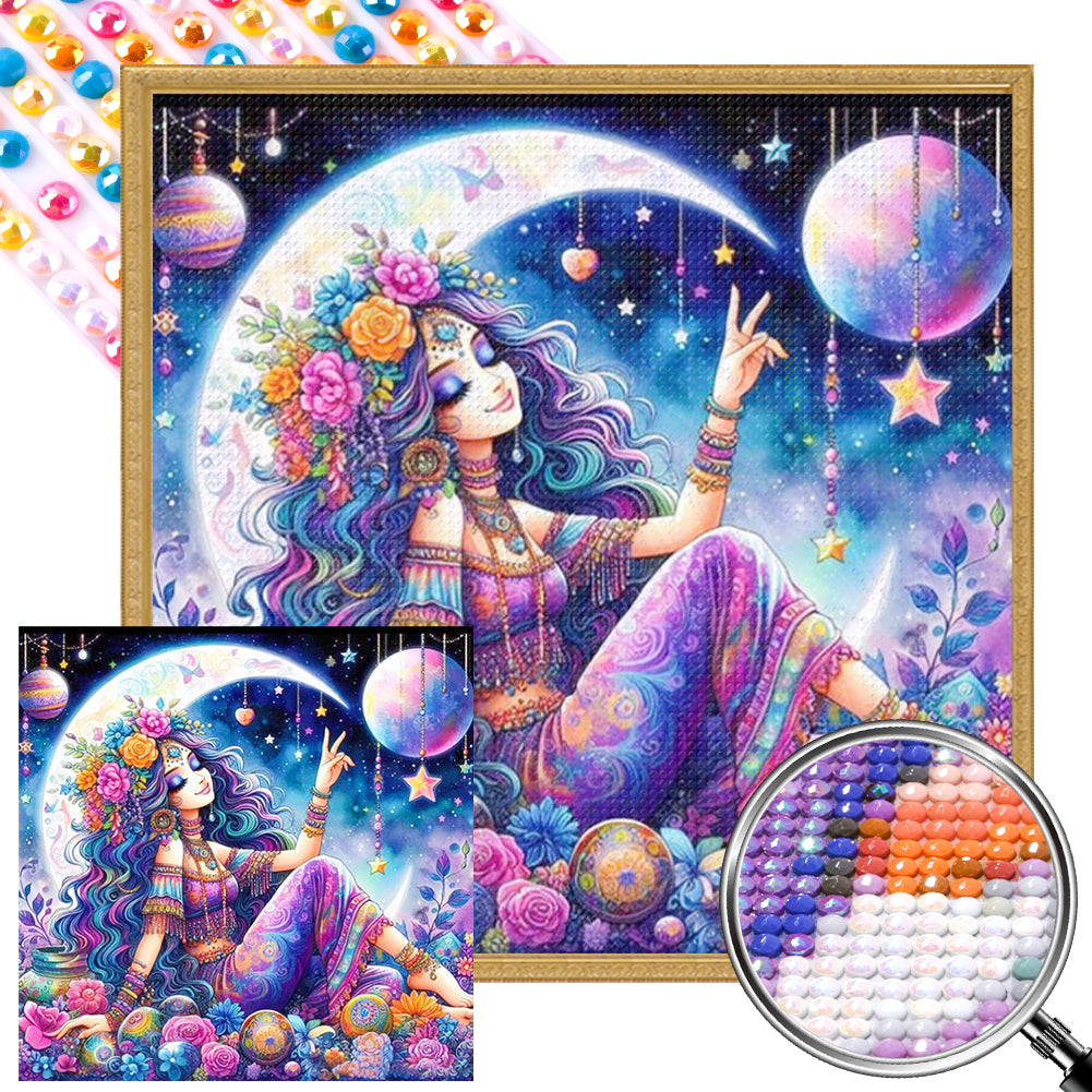 AB Diamond Painting - Full Round - Moon girl (40*40CM)