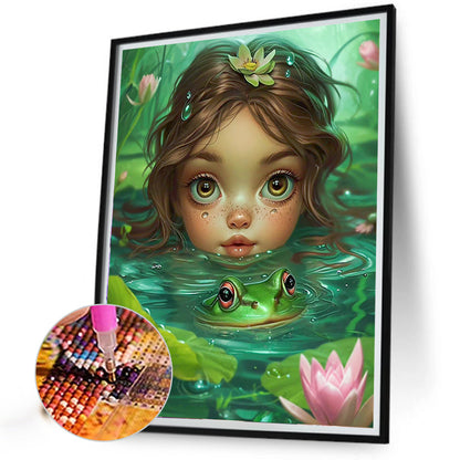 AB Diamond Painting - Full Round - Girl and frog in the water (40*50CM)