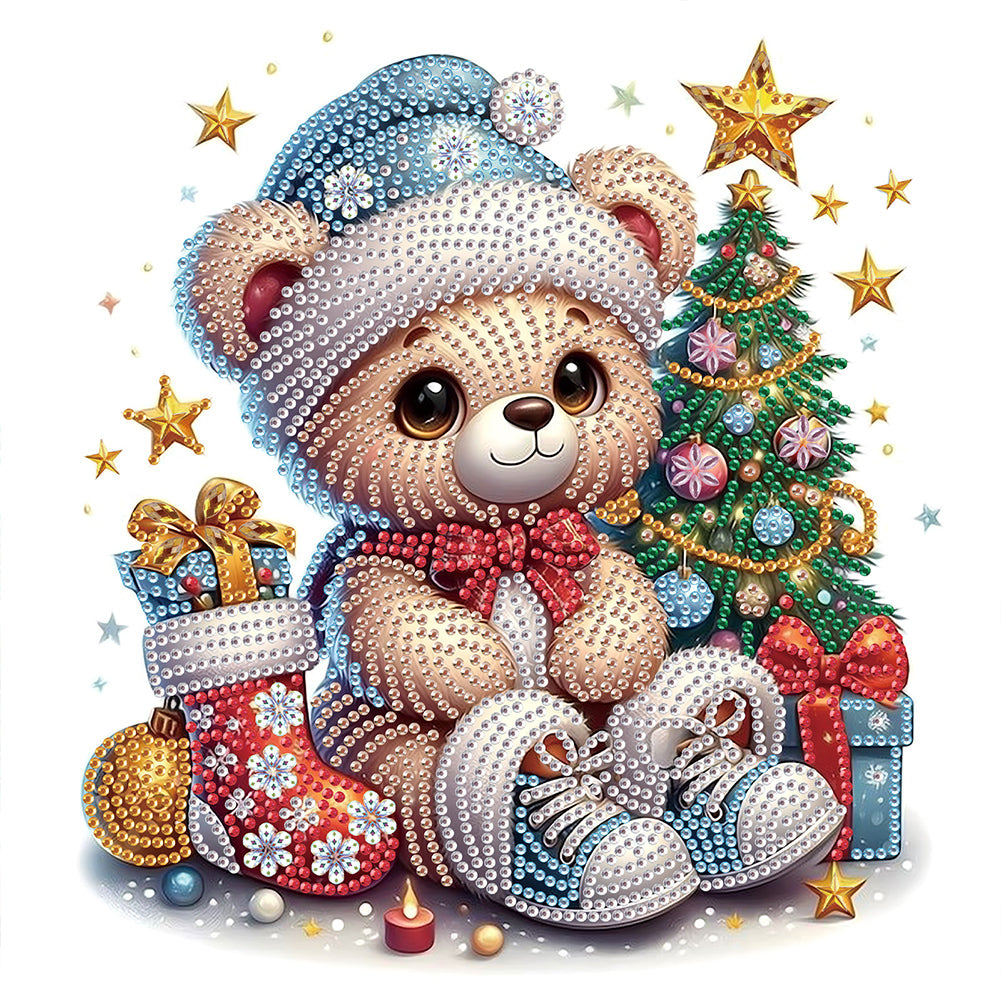 Diamond Painting - Partial Special Shaped - Cute Christmas bear (30*30CM)