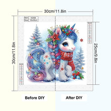 Load image into Gallery viewer, Diamond Painting - Partial Special Shaped - Cute Christmas unicorn (30*30CM)
