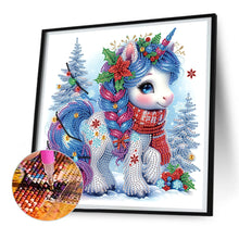 Load image into Gallery viewer, Diamond Painting - Partial Special Shaped - Cute Christmas unicorn (30*30CM)
