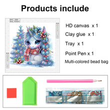 Load image into Gallery viewer, Diamond Painting - Partial Special Shaped - Cute Christmas unicorn (30*30CM)
