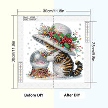 Load image into Gallery viewer, Diamond Painting - Partial Special Shaped - Cute Christmas cat (30*30CM)
