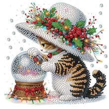 Load image into Gallery viewer, Diamond Painting - Partial Special Shaped - Cute Christmas cat (30*30CM)
