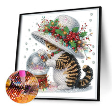 Load image into Gallery viewer, Diamond Painting - Partial Special Shaped - Cute Christmas cat (30*30CM)
