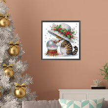 Load image into Gallery viewer, Diamond Painting - Partial Special Shaped - Cute Christmas cat (30*30CM)
