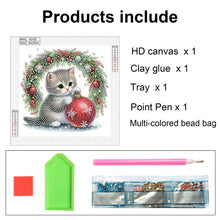 Load image into Gallery viewer, Diamond Painting - Partial Special Shaped - Cute Christmas cat (30*30CM)

