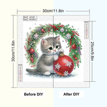 Load image into Gallery viewer, Diamond Painting - Partial Special Shaped - Cute Christmas cat (30*30CM)
