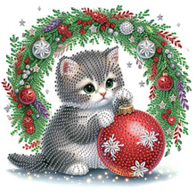 Load image into Gallery viewer, Diamond Painting - Partial Special Shaped - Cute Christmas cat (30*30CM)
