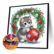 Load image into Gallery viewer, Diamond Painting - Partial Special Shaped - Cute Christmas cat (30*30CM)
