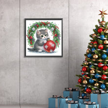 Load image into Gallery viewer, Diamond Painting - Partial Special Shaped - Cute Christmas cat (30*30CM)
