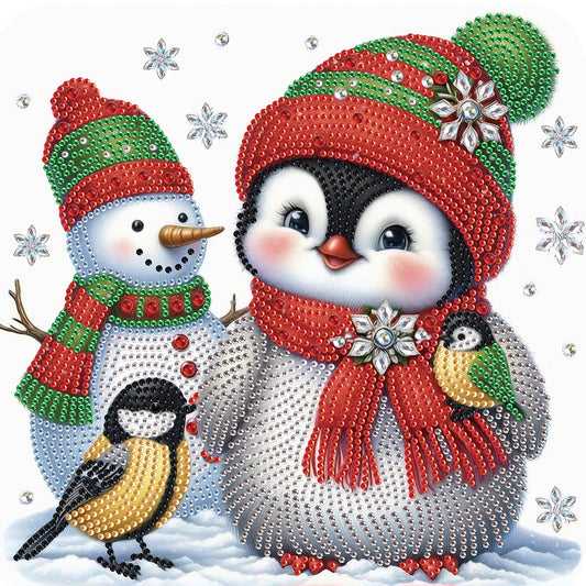 Diamond Painting - Partial Special Shaped - Cute Christmas penguin (30*30CM)