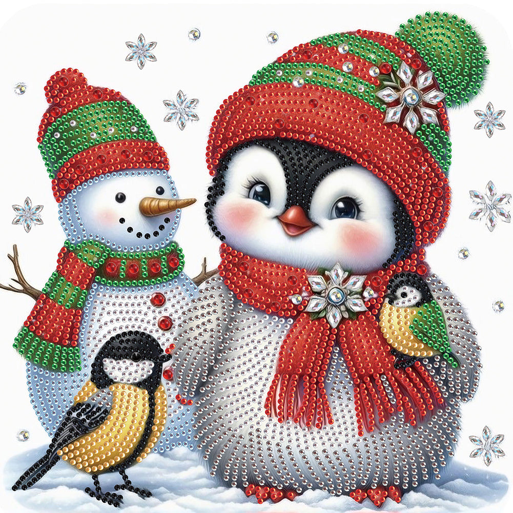 Diamond Painting - Partial Special Shaped - Cute Christmas penguin (30*30CM)