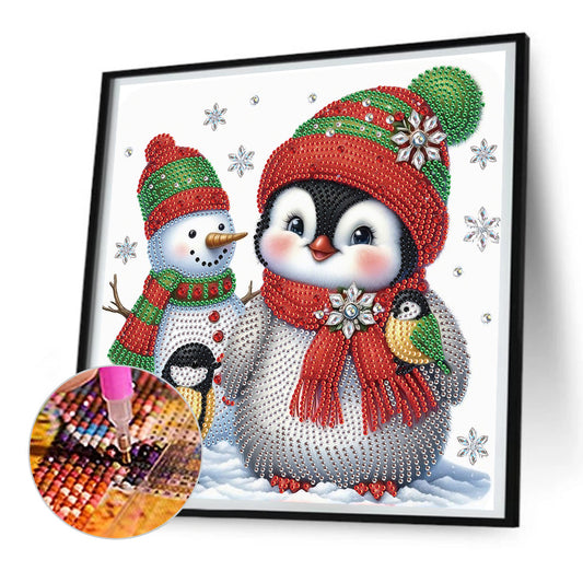 Diamond Painting - Partial Special Shaped - Cute Christmas penguin (30*30CM)