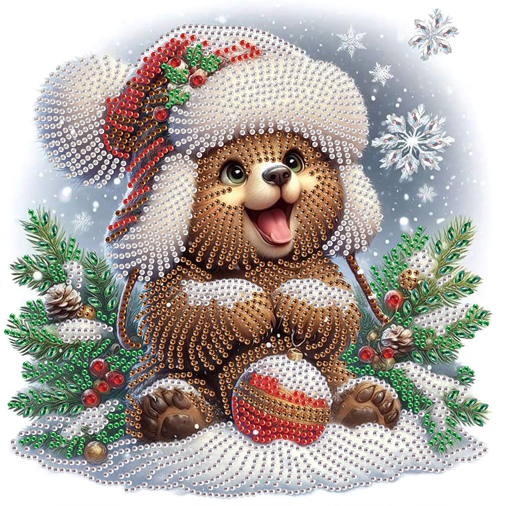 Diamond Painting - Partial Special Shaped - Cute Christmas bear (30*30CM)