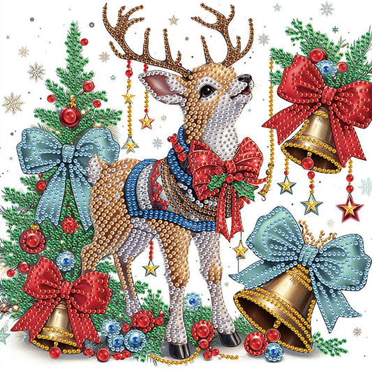 Diamond Painting - Partial Special Shaped - Cute Christmas deer (30*30CM)