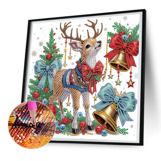 Diamond Painting - Partial Special Shaped - Cute Christmas deer (30*30CM)
