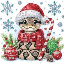 Load image into Gallery viewer, Diamond Painting - Partial Special Shaped - Cute Christmas snake (30*30CM)
