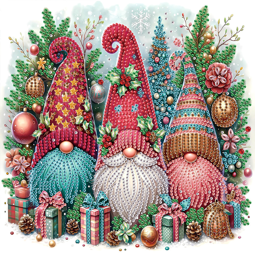 Diamond Painting - Partial Special Shaped - Christmas gnomes (30*30CM)