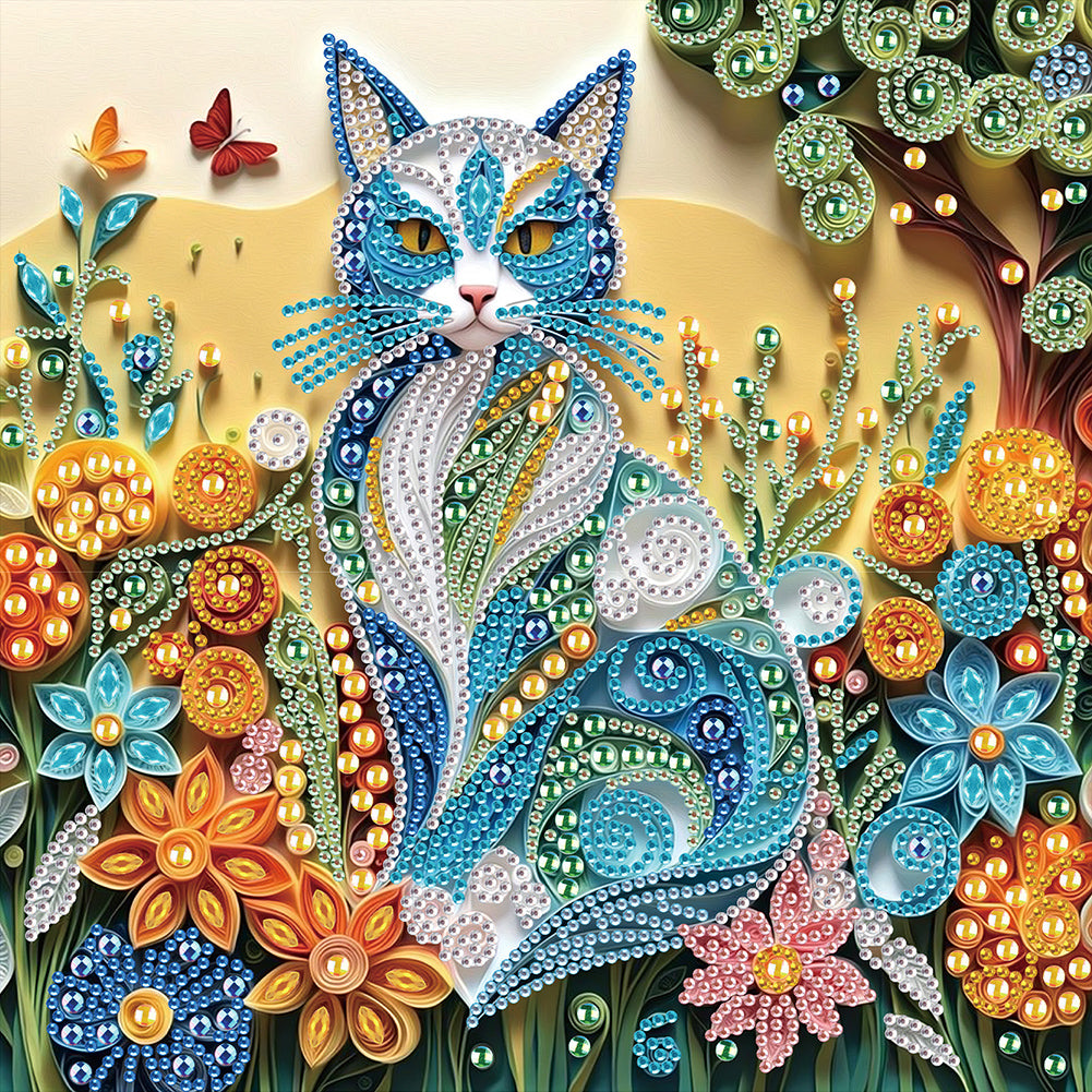 Diamond Painting - Partial Special Shaped - Quilling paper cat (30*30CM)