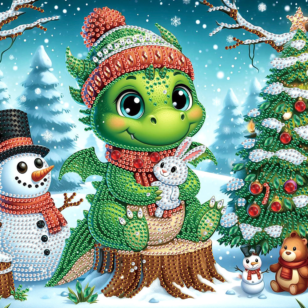 Diamond Painting - Partial Special Shaped - Christmas pterosaur (30*30CM)