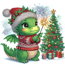 Load image into Gallery viewer, Diamond Painting - Partial Special Shaped - Christmas pterosaur (30*30CM)
