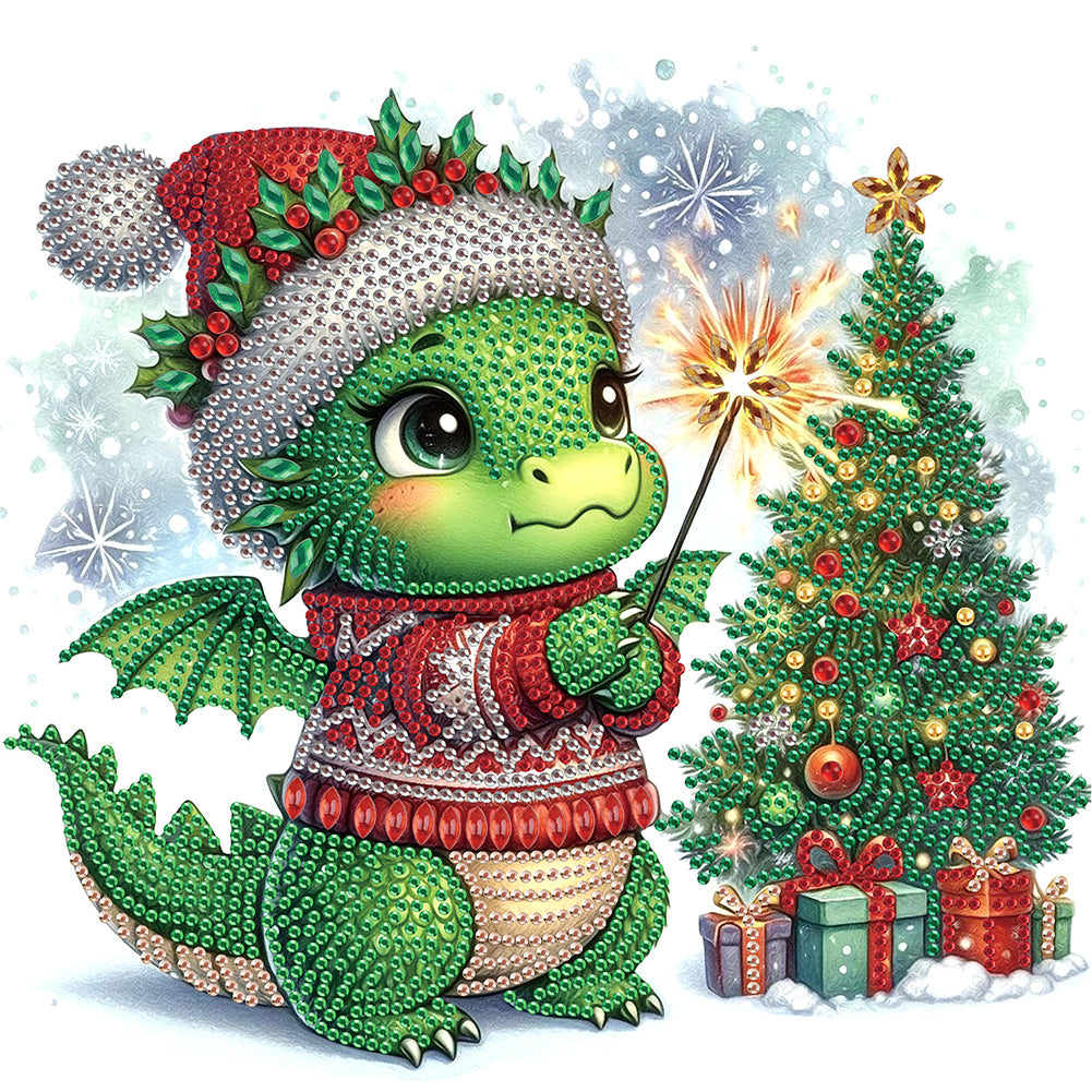 Diamond Painting - Partial Special Shaped - Christmas pterosaur (30*30CM)