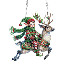 Load image into Gallery viewer, Christmas Elf Deer Acrylic Special Shape 5D DIY Diamond Painting Dots Pendant
